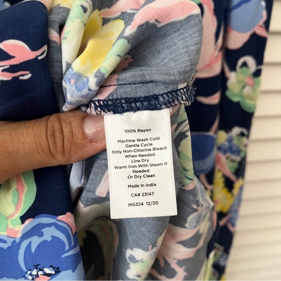 Talbots navy blue floral multicolored print midi skirt, Size 8 - Picture 6 of 8